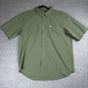Orvis Tech Shirt Mens XL Green Plaid Outdoor Hiking Performance Quick Dry Work